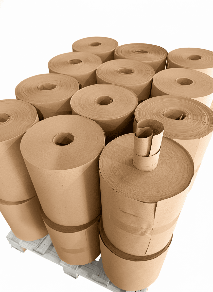 Papier makulaturowy w rolkach na palecie